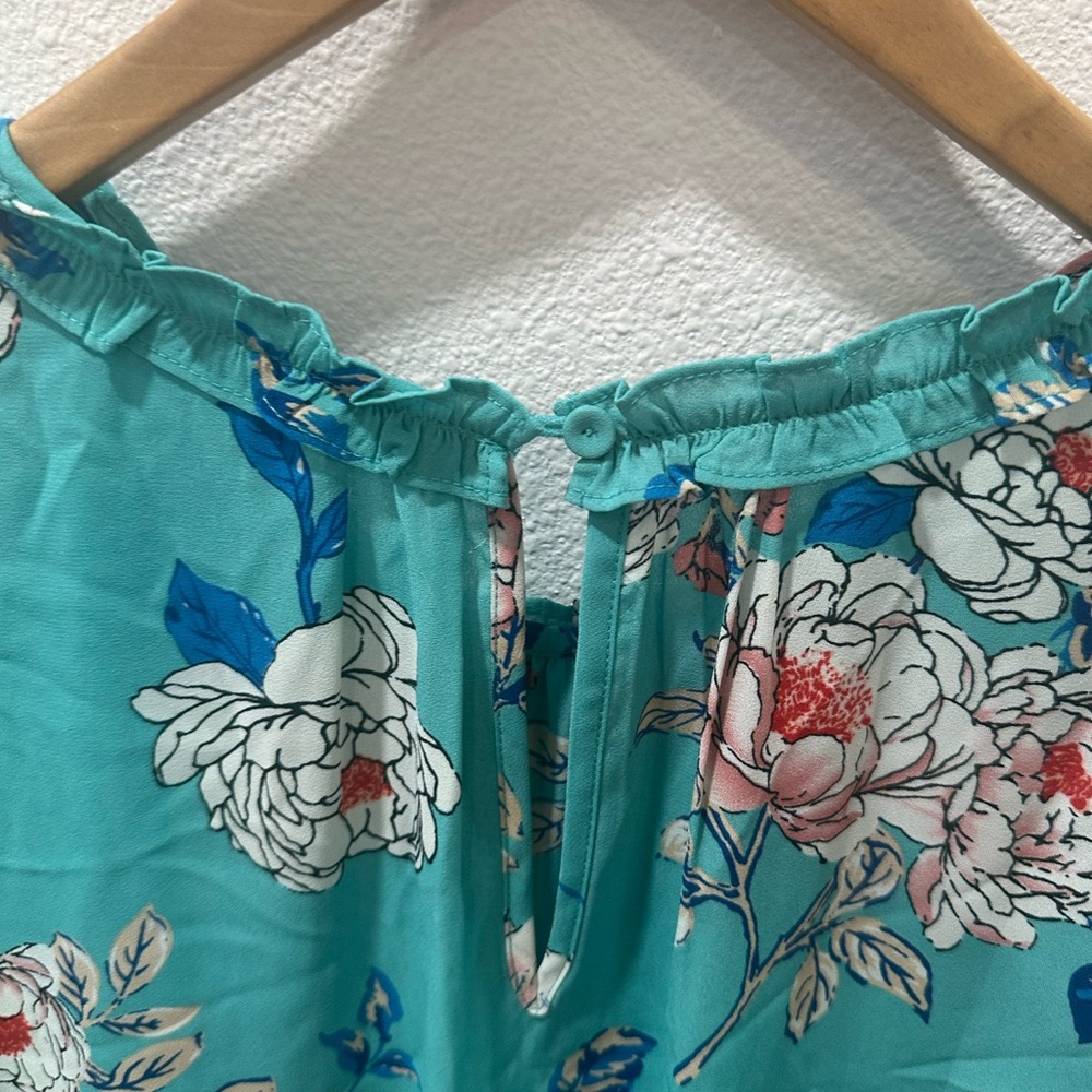 Daniel Rainn Teal Floral Blouse - Picture 4 of 5